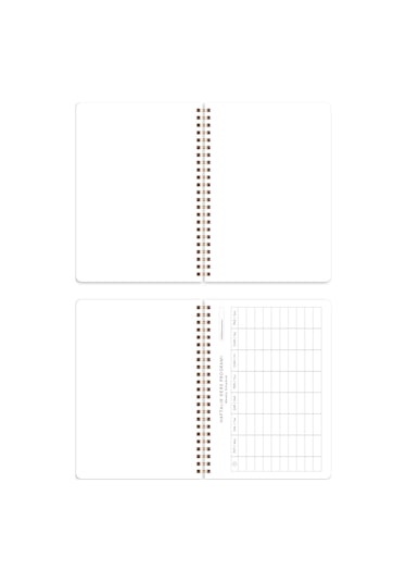 A5 Spiralli Karton Kapak 2 Li Set Düz Çizgisiz Okul Defteri 80 Yaprak, Ders Programlı Kiraz