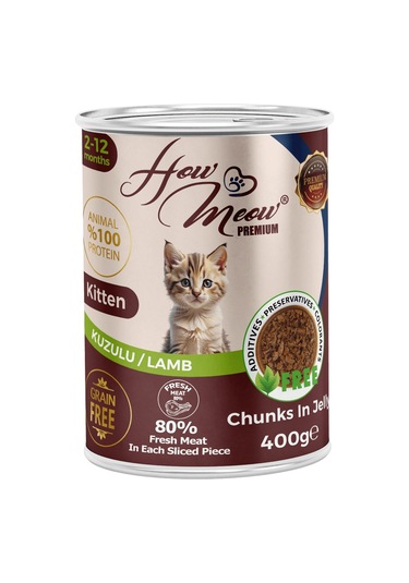 How Meow Jöleli Kuzulu Parça Etli Yavru Kedi Yaş Maması 12 x 400 G