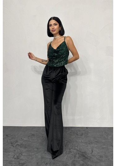 Ge Ticaret Zümrüt Askılı Degaje Bluz Zümrüt