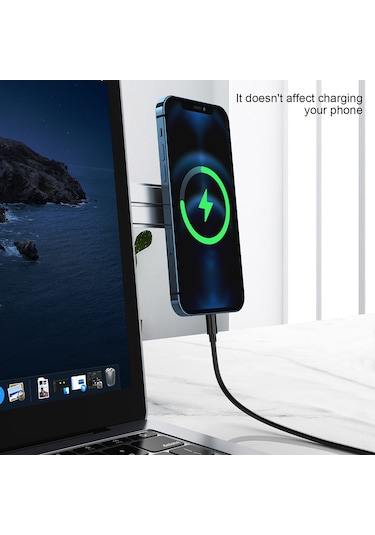 Hangfox Gri Aluminyum Manyetik Telefon Tutucu - Bilgisayar Ekran Yanı Montajlı, Boyun Ağrısı Azaltıcı, Ergonomik Ve Uzay Tasarruflu