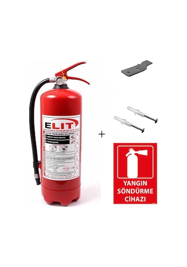 Ruhsata Uygun Köpüklü Yangın Söndürme Tüpü 6 KG Askı Aparatı ve Yangın Söndürücü Levhası
