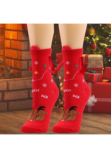 Homyl 1 Çift El Ele Çorap Hediye Rahat Orta Tüp Sevimli Turuncu