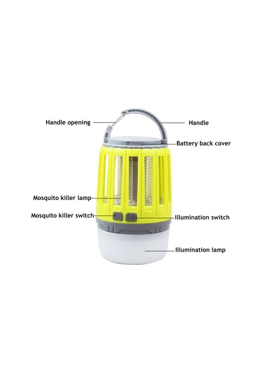 Lemestar Sarı Usb Şarjlı 3 Seviye Led Kamp Işığı Ve Elektrik Şoku İç-outdoor İpucu Sinek Öldürücü 18650 1200mah Pil