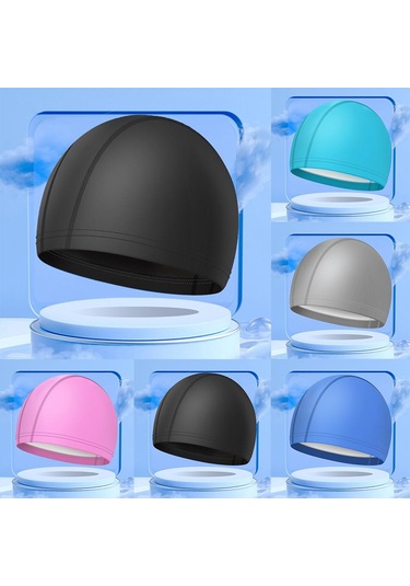 Göl Mavisi Yüksek Elastik Unisex Yüzme Bonesi Uzun Kısa Saç Düz Renk Yüzme Bonesi Mavi