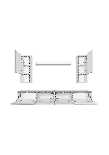 Decoraktiv Trendstyle 5220das Slm Tv Ünitesi Tv Sehpası Beyaz - Siyah Mermer