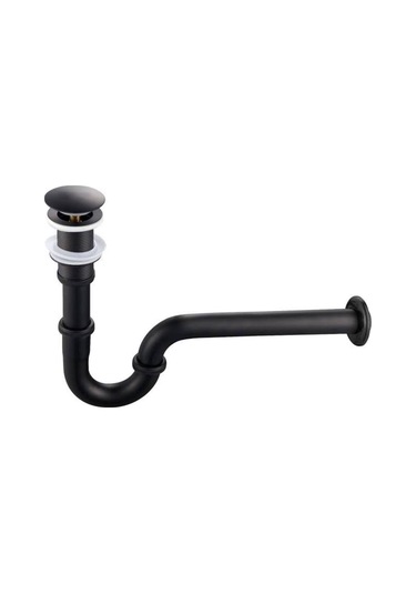 Boheme S Tipi Bas-çek Paslanmaz Lavabo Sifonu Siyah Siyah