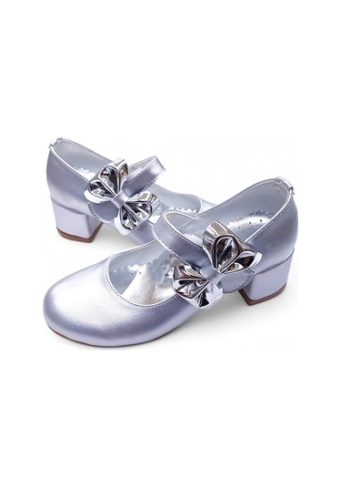 Beebron Ortopedik Topuklu Abiye Kız Çocuk Ayakkabı Glossy Series Abiayk2401 Baby Silver Gümüş