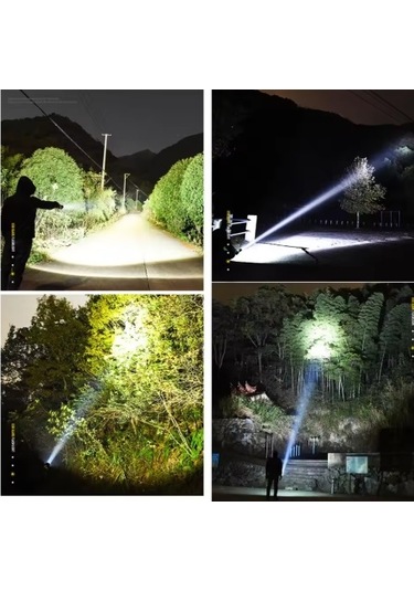 Süper Parlak Şarj Edilebilir Zoom Led Taktik El Feneri Siyah