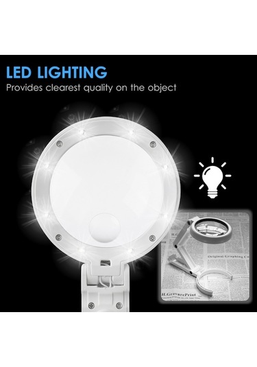 Urbannest 5x/10x El Tipi Masa Büyüteci, Led Işık Ve Stand, Usb İle Çalışan, Aydınlatmalı Büyüteç, El Sanatları Ve Hobi Aracı