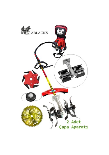 Ablacks C-52 Sırt Tırpan + Toprak Çapalama Aparatı 2 Adet Çapa + Altıgen Bıçak