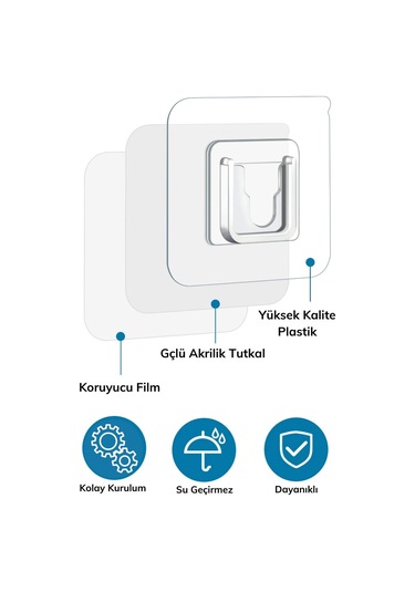 Buffer Eşya Sabitleme Askısı 10 Adet Şeffaf Çift Taraflı Bant