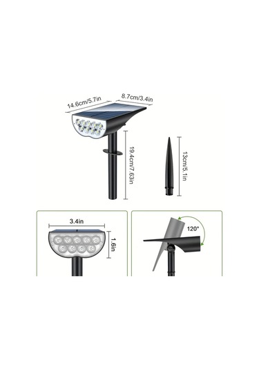 Willowhaven 2 Adet Sıcak Beyaz Solar Spot Aydınlatma, 3 Parlaklık Modlu Bahçe Aydınlatma Diğer