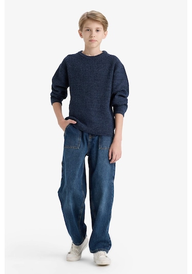 Defacto Erkek Çocuk Bisiklet Yaka Triko Kazak C9468a825aunv64 Lacivert