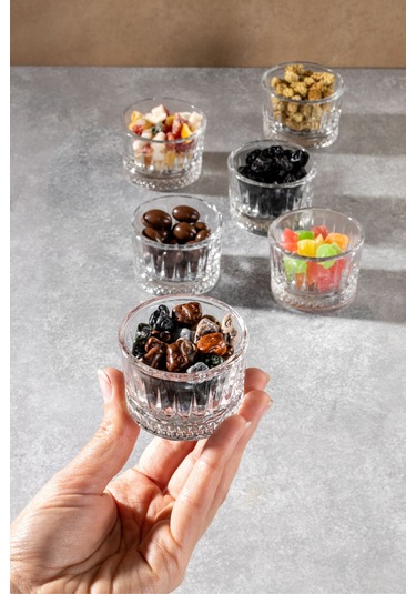 6'lı Cam Lokumluk Çay Kahve Yanı İkramlık Çok Renkli