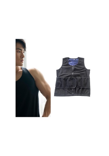 Suntek Erkekler Için Sauna Yeleği Bel İnceltici Vücut Büyük Siyah
