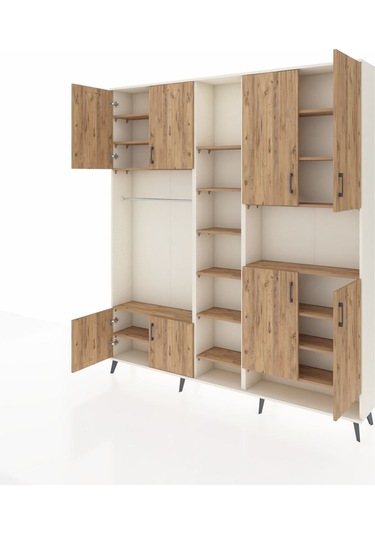 Arges Dolap 18 Raflı 8 Kapaklı Tek Askılı 220x30x243 Aytaşı-çam/çam Atlas Çam/atlas Çam