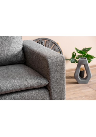 Lungo Modüler Berjer - Gri Keten Açık Gri