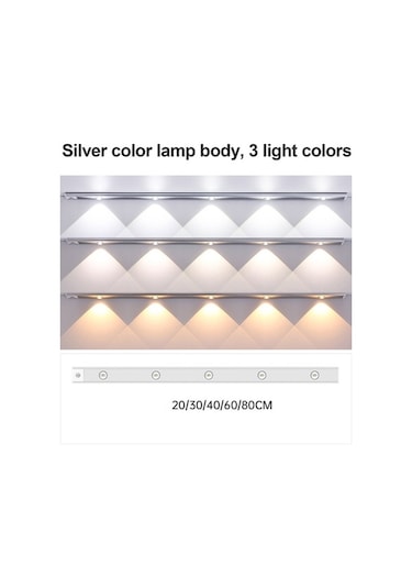 Dancemonkey Akıllı Algılamalı Şarj Edilebilir Led Dolap Lambası - 3 Renk Ayarı, 60cm, Çok Renkli Çok Renkli