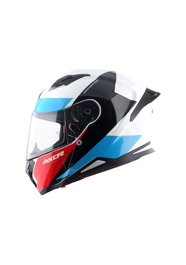 Axor Hunter Turbo Ece 22.06 Kapalı Kask Beyaz - Kırmızı - Mavi