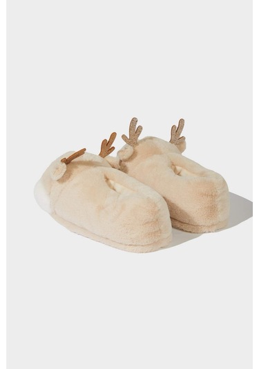 Defacto Kadın Yılbaşı Temalı Düz Taban Panduf A8388ax25wnbg26 Bej-bg26