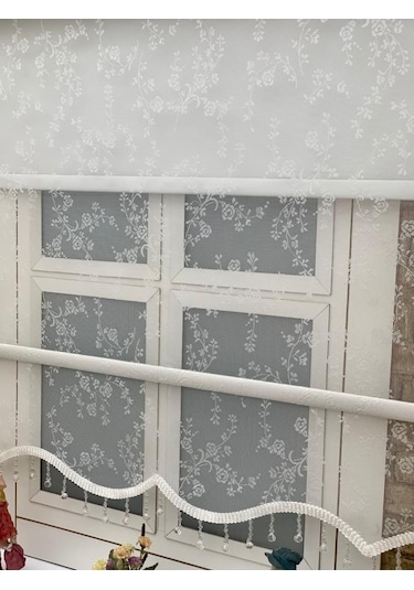 Küçük Çiçekli Çiftli Tül Stor Perde