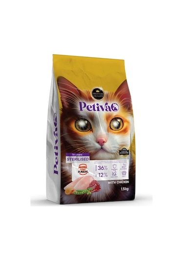 Petiva Kısırlaştırılmış Tavuk Etli Yetişkin Kedi Maması 1500 G