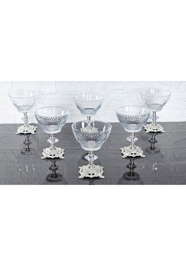 Paşabahçe Serisi Infınıty Kase & Magnolıa Kase & Dondurmalık & Şekerlik Kare Gümüş Döküm Ayaklı Naturel