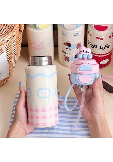 550ml Çift Katmanlı Kapak 316 Paslanmaz Çelik Termos Kabı MAvi