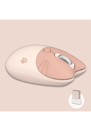 Besthome1 Kedi Karikatür Baskılı Kablosuz Sessiz Fare Kahve Renkli Uzaktan Kullanılabilir Mouse Diğer