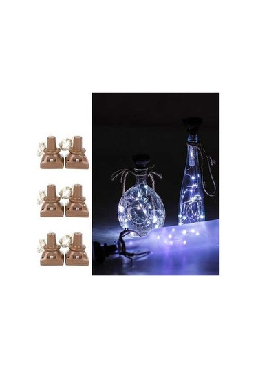 Dancemonkey 20 Led Şişe Mantar Bakır Telli Güneş Enerjili Dize Işıklar C, Renkli Beyaz