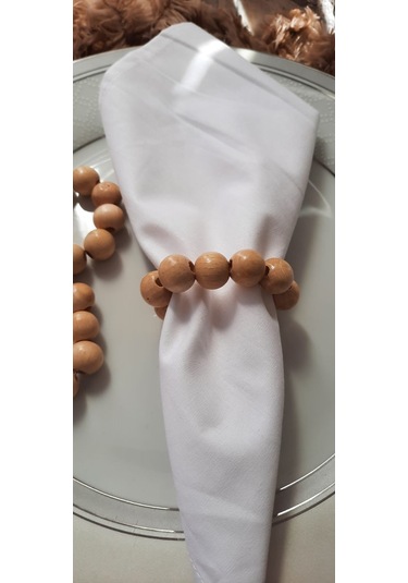 12 Adet Parlak Ahşap Boncuk Peçete Yüzüğü