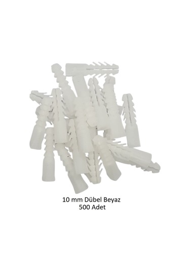 Dübel, 10 mm Plastik Beyaz Dübel 500 adet