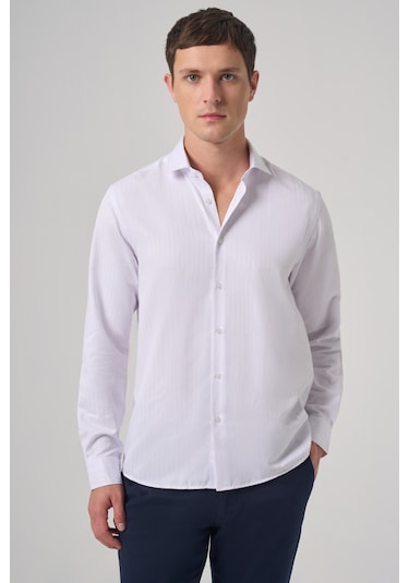 Morven Erkek Beyaz Trend Slim Fit İtalyan Yaka Gömlek 25mc004068600 Beyaz Beyaz