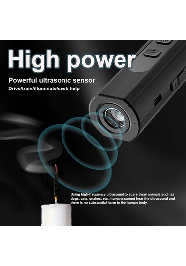 Willowhaven Led Fenerli Ses Dalgası Teknolojili Parlak Siyah Hayvan Kovucu 3 Mod Usb Şarj Edilebilir Köpekler Kediler Sincaplar İçin El Tipi Sönik Kovucu