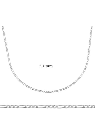2.10 Mm Gümüş Figaro Zincir - 0.60 Mikron