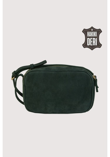 Hakiki Deri Kadın Çapraz Omuz Çantası Yeşil Süet Smr8975 Yeşil Süet