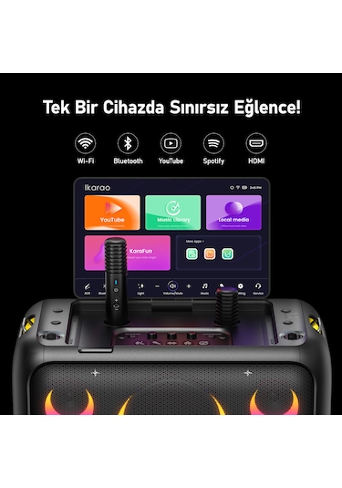 Ikarao Break X1 800 W Partybox Hoparlör Karaoke Seti + Standlı