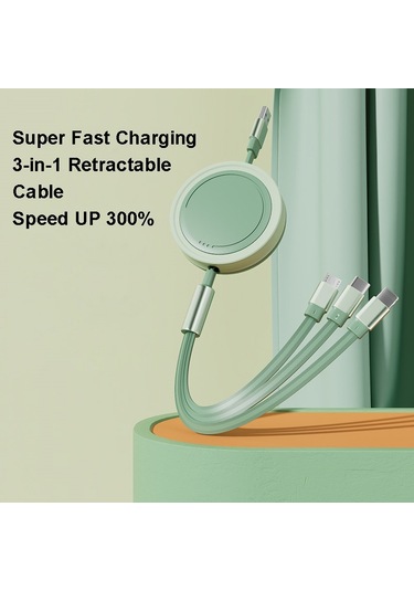 Cbtx 3in1 Type-c - Lightning - Micro Usb 66 W Geri Çekilebilir Veri Şarj Kablosu  -