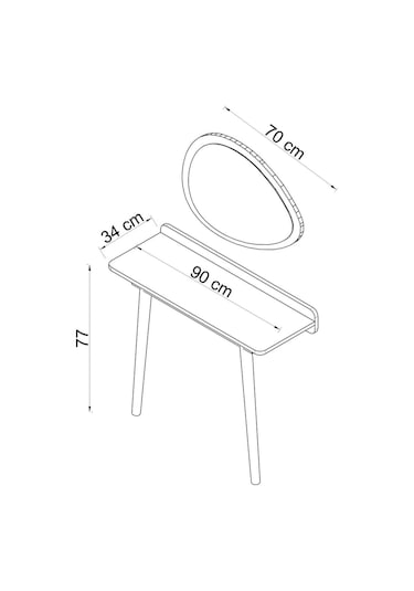 Flora Aisa Meşe 90x32 Cm Dresuar / Aynalı Dresuar / Çekmecelidresuar /antre Dresuar Beyaz - Meşe
