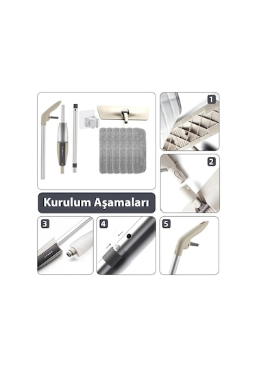 Hymark Sprey Mop Su Deterjan Hazneli 360 Derece Dönen Mikrofiber Bez Temizlik Seti