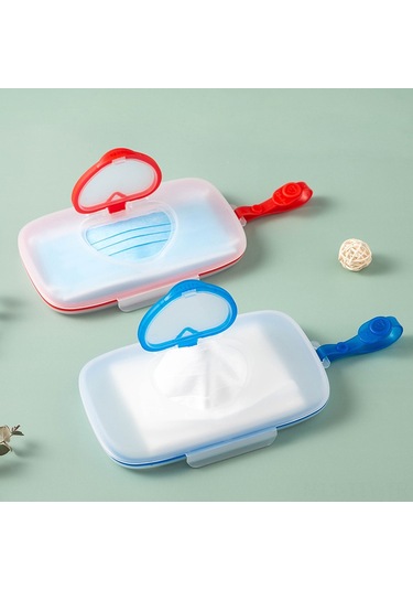 Dianziye Portatif Bebek Islak Mendil Kutusu Kalp Desenli Seyahat İçin Maske Ve Mendil Saklama Kutusu Beyaz + Pembe