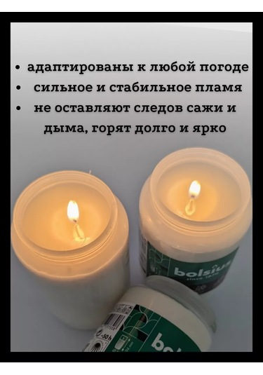 Bolsius Mezarlık İçin Sönmeyen Lamba Parafin Mum Seti 184059373 Beyaz