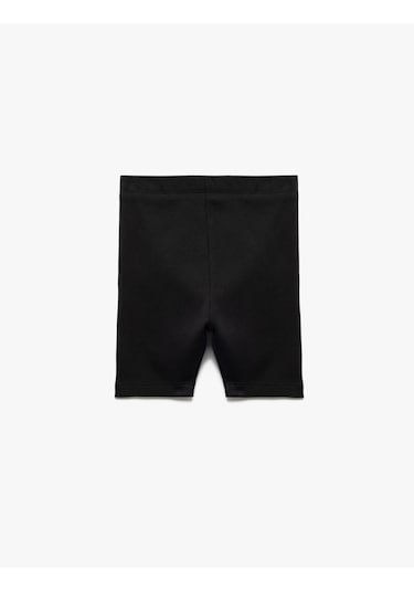 Koton Pamuklu Lastik Detaylı Ribanalı Basic Kısa Tayt Siyah 5skg40011ak Siyah