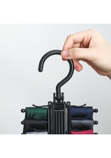 Symbee Çok Katlı Değiştirilebilir 20 Sıralı Kemer, Kravat, İpek Eşya Duvar Takımı - Ev Organizasyon Aracı Siyah