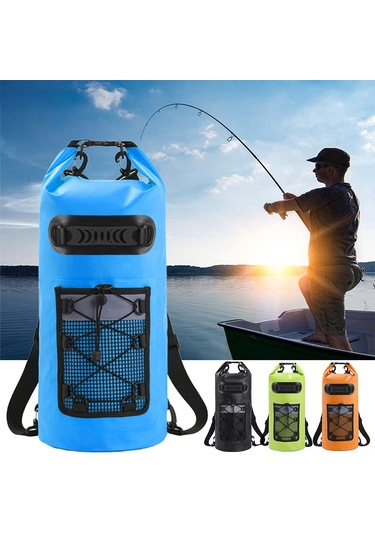 Geeksen Sualtı Sporları İçin 20l Pvc Su Geçirmez Çanta - Kuru-ıslak Bölümlü Dış Etkinlik Sırt Çantası Siyah Çok Renkli