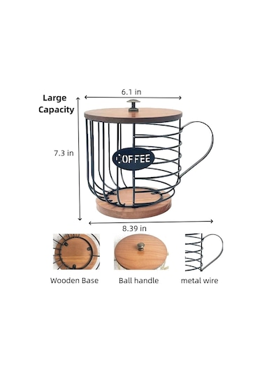 Kahve Arkadaşı Depolama Rafı Kupa Şeklinde Mutfak Depolama Sepeti, Size:gold No Words + Lid Diğer
