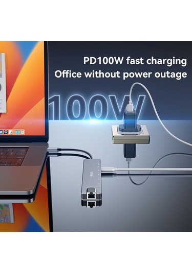 Yesido Hb27 8'i 1 Arada Tip-c 3.1 Çok İşlevli Hub Adaptör Yerleştirme İstasyonu Koyu Gri