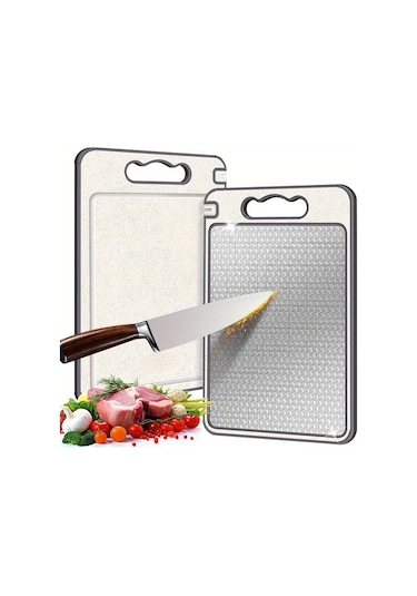 Liangmei 1 Adet Paslanmaz Çelik Kesme Tahtası Çift Taraflı Kesme -