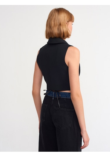 Dilvin Vücuda Oturan Yelek  Siyah