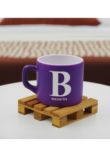 Bk Gift Kişiye Özel İsimli Mor Renkli Middle Çay & Kahve Fincanı-3, Arkadaşa Hediye, Sevgiliye Hediye, Doğum Günü Hediyesi Kobitmeyencom32513 Bk Gift